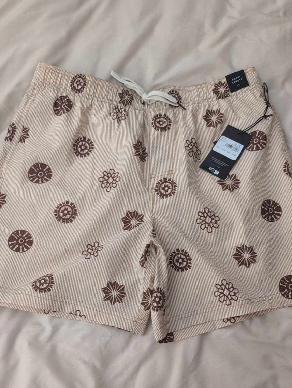 RVCA Beige Drawstring Printed Men’s Hybrid Shorts